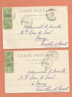 Marcophilie  Lot 2 Cpa Caen Cachet Bayeux 14 Calvados  1901 Pour Nancy - 1877-1920: Semi Modern Period