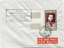 CAMBODGE LETTRE PAR AVION AVEC CACHET BILINGUE "ANNIVERSAIRE DE S. M. NORODOM SIHANOUK" AVEC OBL. PNOMPENH 3-11-1951 - Cambodge