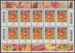 !a! GERMANY 2020 Mi. 3509 MNH SHEET(10) - Flowers: Daylily - Unused Stamps