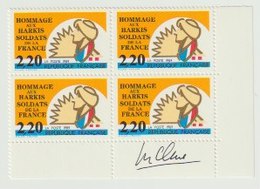 FRANCE - N°2613 - 2F20 - HOMMAGE AUX HARKIS - BLOC DE 4 - SIGNE M. CLAVE - Unused Stamps