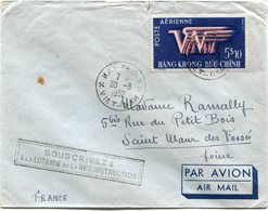 VIET-NAM LETTRE PAR AVION AVEC CACHET "SOUSCRIVEZ A LA LOTERIE DE LA RECONSTRUCTION" DEPART HAI-PHONG 30-3-1952 POUR.... - Viêt-Nam