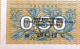 Lithuania 0.5 Talonas, P-31b (1991) - UNC - Error Cut - Faulty Alignment - Lituanie