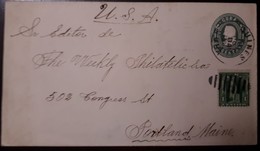 O) 1901 CUBA - SPANISH ANTILLES, COLUMBUS SC 227 1c Green, FROM GUINES TO  PORTLAND MAINE, POSTAL STATIONERY, XF - Briefe U. Dokumente