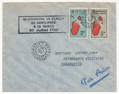 MADAGASCAR - Env. Affr. Comp. Cachet Sainte-Marie Madagascar 30/7/1950 + Bi-centenaire De L'Union..à La France 30/7/1750 - Cartas & Documentos