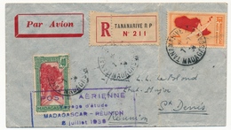 MADAGASCAR - Env. Rec Cachet Tananarive 1938 + Poste Aérienne Voyage D'Etude Madagascar Réunion 8/7/1938 - Briefe U. Dokumente