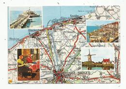 Cp, Carte Géographique D'aprés Carte Michelin N° 2 , Belgique ,  Brugge ,  Bruges , Multi Vues , Vierge , Ed. Thill - Cartes Géographiques