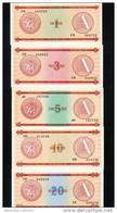 KUBA - CUBA - FOREIGN EXCHANGE CERTIFICATE, Serie A, Set, Pick Nr. FX1 -  FX5  UNC ! - Cuba