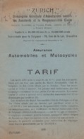 En 1933 Tarif Assurance Pour Auto Automobile  & Moto Motos  Compagnie Zurich En 12 Pages - Automobilismo