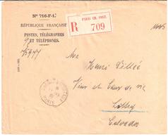 CHÈQUES POSTAUX Paris Enveloppe Postes Télégraphes Et Téléphones N° 716-F-1 RECOMMANDEE Etiquette PARIS CH.POST. Ob 1939 - 1921-1960: Moderne