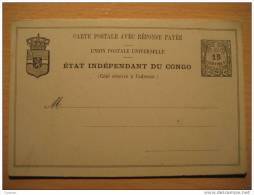 Etat Independant Du Congo 15c + 10c Reply Reponse Palm Double Postal Stationery Card BELGIAN CONGO Belgium Africa - Enteros Postales