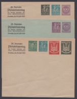 PU 92 C 1, 93 C 1, 96 C 1 "Philatelistentag Dresden", 1922, 3 Versch. Umschläge, Ungebraucht - Buste