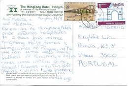 HongKong Postcard To Portugal With Macau Macao Stamps - Covers & Documents