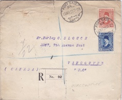 EGYPTE : Roi Fouad 1er Sur Recommandé Avec Courrier De 1929 Pour  Le Canada - Briefe U. Dokumente