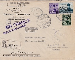 EGYPTE : Roi Farouk Sur Recommandé D'Alexandrie Par Avion Air France - Lettres & Documents