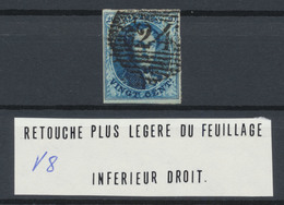 Médaillon - N°11A Obl P24 "Bruxelles" + Variété Balasse V8 : Retouche Plus Légère Du Feuillage Inférieur Droit. - 1858-1862 Médaillons (9/12)