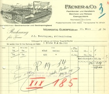 WUPPERTAL Elberfeld Rechnung 1934 Deko " Fäcker & Co - Gardinenringbandfabrik " - Vestiario & Tessile