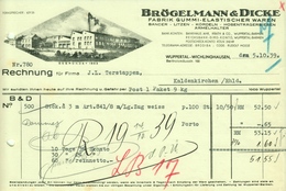 WUPPERTAL Wichlinghausen Rechnung 1939 Deko " Brögelmann & Dicke - Bänder Litzen Kordel Hosenträger Ärmelhalter" - Kleding & Textiel