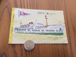 Ticket De Transport (bateau) "BILLETE DE PASAJE DE PRIMERA CLASE - COMPANIA TRANSMEDITERRANEA MADRID (Espagne)" 1961 - Europa