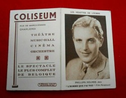 Calendrier De Poche 1933 Acteur Philips Holmes Cinéma Coliseum Charleroi - Formato Piccolo : 1921-40