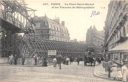 75005-PARIS-LA PLACE SAINT-MICHEL, ET LES TRAVAUX DU METROPOLITAIN - Paris (05)