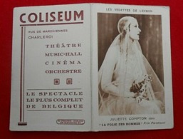 Calendrier De Poche 1933/ Actrice/ Juliette Compton/ Cinéma Coliseum/ Charleroi - Klein Formaat: 1921-40