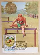 SAO TOME ET PRINCIPE Athletisme, Haies, Hurdling. Carte Maximum FDC, 1 Er Jour. Jeux Olympiques LOS ANGELES 1984 - Athlétisme