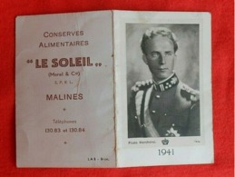Calendrier De Poche 1941/ Malines/ Conserves Alimentaires/ Léopold III - Formato Piccolo : 1941-60