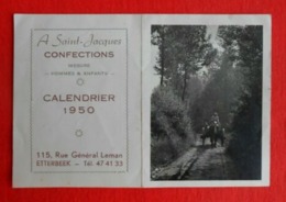 Calendrier De Poche/ Publicité/ 1950 - Confections A Saint-Jacques - Etterbeek - Big : 1941-60