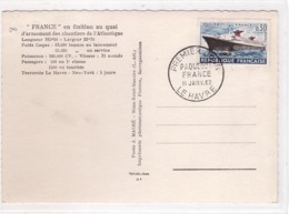 CPSM - 76 - Le Havre Paquebot - Carte Maximum - Premier Jour Le Havre Le 11 Janvier 1962 - Le France Finition Au Quai - Portuario