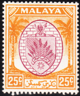 Malaya Negri Sembilan 1949-55 MH Sc 51 25c Coat Of Arms Variety - Negri Sembilan