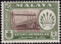 Malaya Negri Sembilan 1957-63 MH Sc 74 $5 Weaving, Coat Of Arms - Negri Sembilan