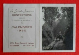 Calendrier De Poche Publicité 1950 - Confections A Saint-Jacques - Etterbeek - Petit Format : 1941-60