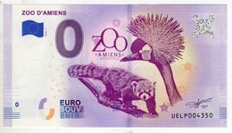 2018-1 BILLET TOURISTIQUE FRANCE 0 EURO SOUVENIR N°UELP004352 ZOO D'AMIENS - Prove Private