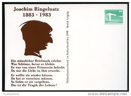 DDR PP18 C2/013 Privat-Postkarte JOACHIM RINGELNATZ Wurzen 1983  NGK 4,00 € - Privé Postkaarten - Ongebruikt