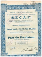 Titre Ancien - Société Anonyme Pour L'Elevage Et Le Commerce Des Animaux à Fourrure  "S.E.C.A.F." - Titre De 1928 - Textile