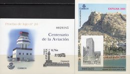 Imperf. EXPO 2004 Spanien SD82 3909B+Bl.146 SD90 ** 25€ Motorflug Wright Festungs-Turm Pruebas Blocs Black Sheets Espana - Proofs & Reprints