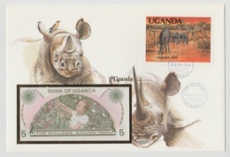 Uganda Enveloppe1983 Banknote 5 Shillings 1982 UNC Neushoorn - Otros – Africa