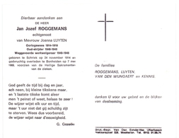 Devotie Doodsprentje Overlijden - Oudstrijder Jan Roggemans Echtg Joanna Luyten - Schriek 1914 - Bonheiden 1969 - Avvisi Di Necrologio