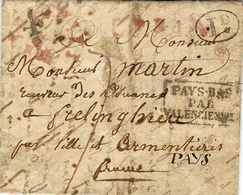 1830- Lettre De SOIGNIES ( écrite à Harrues ) Entrée Par Valenciennes Pour Armentières - Entry Postmarks