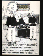 45, 12ème Bourse De Cartes Postales, St Denis En Val, 8-12-1991, Cachet Provisoire, Theme Pompiers - Bourses & Salons De Collections