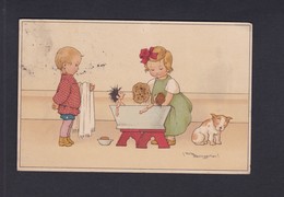 Vente Immediate Illustrateur Fritz Baumgarten Fillette Bain Poupee Chien  (Ref. 41003) - Baumgarten, F.