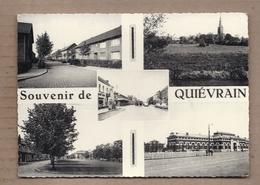 CPSM BELGIQUE - QUIEVRAIN - SOUVENIR DE - TB CP Multivue Dont Vue Générale , Petite Rue , STATION SERVICE - Quievrain