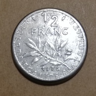 RARE - France - Pièce De 1/2 Franc Semeuse 1976 Fautée - Abarten Und Kuriositäten