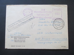 1966 ZKD Violetter Freistempel VEB Transformatorenwerk Ra2 Laut § 18 Der ZKD Verordnung Umschl. Zurück An Postverwaltung - Covers & Documents