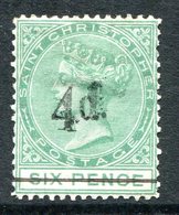 St. Christopher - St Kitts & Nevis - 1886 QV - Surcharges - 4d On 6d Green HM (SG 25) - St.Christopher-Nevis-Anguilla (...-1980)