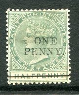 St. Christopher - St Kitts & Nevis - 1887 QV - Surcharges - 1d On ½d Dull Green HM (SG 26) - St.Christopher-Nevis-Anguilla (...-1980)