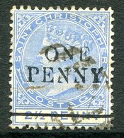 St. Christopher - St Kitts & Nevis - 1888 QV - Surcharges - 1d On 2½d Ultramarine Used (SG 28) - St.Christopher-Nevis-Anguilla (...-1980)