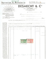 Ancienne Facture De Desmecht & Co, Verreries Et Miroiterie, Place Communale La Louvière (25/7/1938) - Other & Unclassified