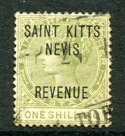 St. Christopher - St Kitts & Nevis - 1885 QV - Revenue's For Postage - 1/- Olive Fiscal Used (SG R6) - St.Christopher-Nevis & Anguilla (...-1980)