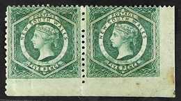 NEW SOUTH WALES 1871-02 5d Bluish-green Perf 12x10 Mint Pair From The Low-right Corner Of The Sheet, Imperf Between Stam - Andere & Zonder Classificatie